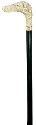 Gastrock Gehstock Spazierstock mit Winkelstock Elfenbein-Hundekopf