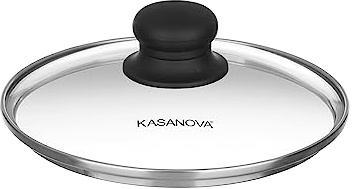 KASANOVA Coperchio 18 cm in Vetro temperato con valvola Vapore e Manico in bachelite Soft Touch