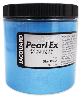 Jacquard Pearl Ex Pigment Powder for Epoxy Resin, Sky Blue Mica Colourant for Art Projects, Metallic Luster Craft Supplies, Non Toxic Shimmer Additive, JPX2647, 4oz Jar