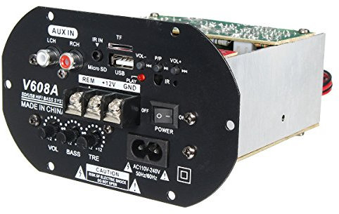 C-FUNN V608A 80W High Power Bass Car Hi-Fi Subwoofer Amplifier Board Module TF USB 110V-220V