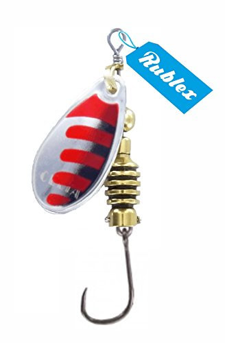 Rublex - Pack de 5 Cucharillas de Pesca Celta-3 ARN | Cebo Artificial de Pesca con Anzuelo Simple sin Muerte Fácilmente Intercambiable con Sistema Quita-Vueltas, Color Plata Rojo Negro, 5gr