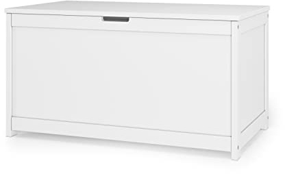 Child Craft Harmony 33” Wood Toy Box, Large Toy Chest Storage Organizer, Soft Close Safety Hinges, Ventilation Hole, 6 Cubic Ft Capacity, Kids Playroom Nursery Bedroom Storage Chest (Matte White)