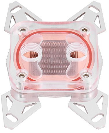 Kafuty G1/4inch CPU Water Cooling Block, Liquid Water Cooler Heat Sink Block, Red Computer CPU Water Cooler Base with Two Connectors, POM Cover w/Waterway, for AMD AM4
