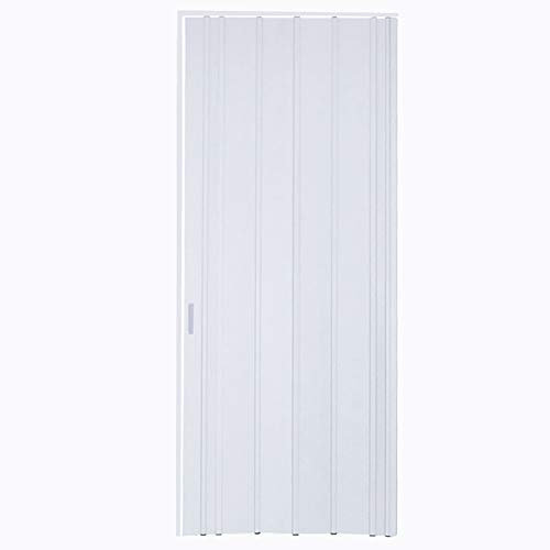 INMOZATA PVC Folding Door Internal Doors Sliding Plastic Concertina Door (White, Thickness 6mm)