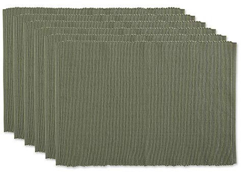 DII Basic Everyday Gerippte Tischset 100% Baumwolle Tischset 13x19 Artischocke 6-teilig
