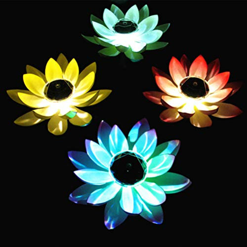 SOLUSTRE Schwimmende Lotus Laterne Solarleuchte Lotus LED Künstliche Lotusblüte Schwimmleuchten Teichleuchte Pool Teich Garten Festival Weihnachten Erntedankfest Dekoration Zufällige Farbe