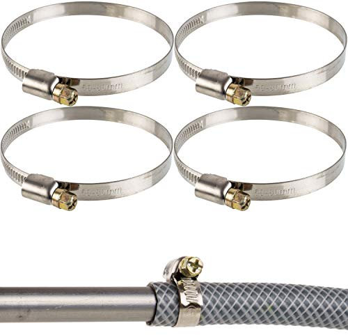 Schlauchschellen mit Schneckenantrieb, 4 Stück, Spannbereich Ø 60-80 mm, für 3 Schläuche, W2 Edelstahl, Kreuzschlitz SW7, 9 mm Bandbreite, Fixierung von Waschmaschine, Spülmaschine Anschluss