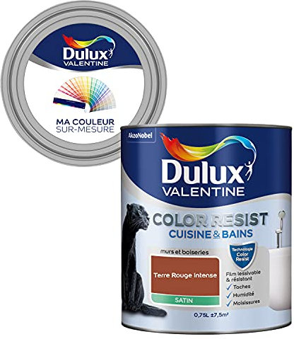 Ma Couleur Sur-Mesure par Dulux Valentine – Peinture Intérieure Murs, Plafonds, Boiseries - Palette expressive, Cuisine & Bain Satin, Terre Rouge Intense, 0,75 L
