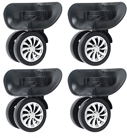 KODAA Roues pivotantes universelles pour valise, Noir (Lot de 4, Caoutchouc, Rotation à 360°, Facile à installer)