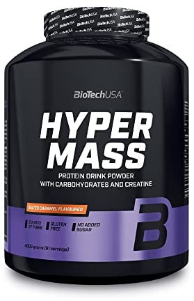 BioTechUSA Hyper Mass - Mass Gainer with Carbs & Protein Blend | Micronised Creatine | Gluten-Free, 4 kg, Salted Caramel