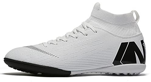 SNELIENIAO Herren-Fußballschuhe für den Innenbereich, atmungsaktiv, für Outdoor-Training, TF/AG, Weiß TF, 40 EU