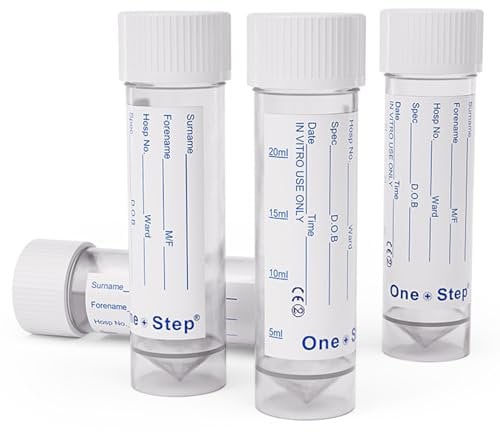 50 x Urine Sample Bottles Specimen Pot Graduated Container with Lid & Label 30ml
