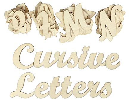 7,6 cm 284 Stück Holzbuchstaben unlackierte Holzbuchstaben zum Basteln kursive Alphabete mit Extras