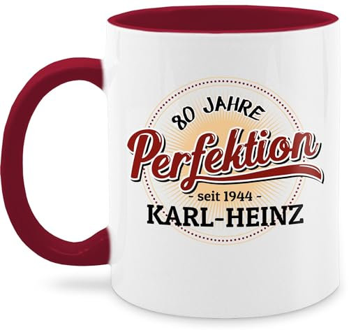 Tasse Tassen 325ml - 80. Geburtstag - 80 Jahre Perfektion - seit 1945 - mit Name - 325 ml - Bordeauxrot - 1942 zum 80.jahre 1944 glühweintassen geschenke igsten 80.geburtstag 1943 haferl herren