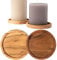 Plogis Platos redondos de madera de acacia – Juego de 2 platos para velas de hasta 10 cm de diámetro, plato/portavelas de madera, 9 cm y 10 cm