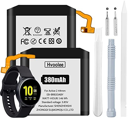 hvoolee Batteria di ricambio per Samsung Galaxy Watch Active 2 44 mm EB-BR820ABY con kit di riparazione professionale da 380 mAh