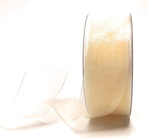 s.dekoda Schleifenband 50m x 40mm Creme Organza Chiffon Geschenkband Organzaband [1350-102]