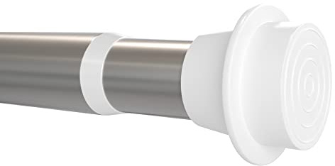 No Drill Silver Extendable Metal Eyelet Curtain Pole 19-22mm (150-200cm)