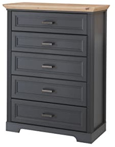 Stella Trading JASMIN Schubladenkommode in Graphit, Artisan Eiche Optik - Kommode im Landhausstil mit Schubladen und viel Stauraum - 93 x 121 x 41 cm (B/H/T)