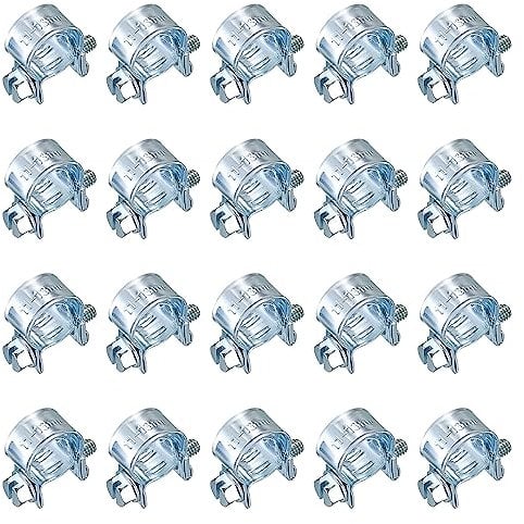 20 Pz Morsetti per Tubi Flessibili, Morsetti per Tubo ad Iniezione di Carburante, Mini Fascette Stringitubo Clip in Acciaio Inossidabile per Fissaggio di Tubo Benzina - 11-13 mm