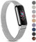 Oumida Armband Kompatibel mit Fitbit Luxe Armband für Damen Herren, Prämie Edelstahl Metall Ersatzarmband mit Starker Magnet Uhrenarmbänder für Fitbit Luxe, Silber