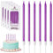 DONQL Bougies de gâteau d'anniversaire, Bougie anniversaire longue avec supports, Bougies fine pour enfants et adultes pour gâteau d'anniversaire décoratif, fête prénatale, fête de fille (24 pièces)