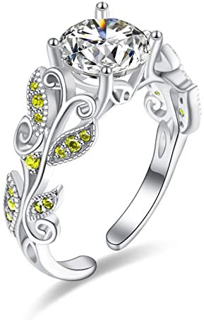 PRAYMOS Amethyst Kristall Ring 925 Sterling Silber August Geburtsstein Ringe Peridot Ringe für Frauen Braut Rundschliff Hochzeit Verlobung Eternity Valentine's Promise Ring …