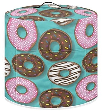 NETILGEN Insulated Pressure Cooker Appliance Cover, Also Fit for Rice Cooker, Air Fryer and Crock Pot, 3 Quart Dust Cover with Pocket for Spoon/Cooking Utensils/Recipes, Washable, Doughnut Teal