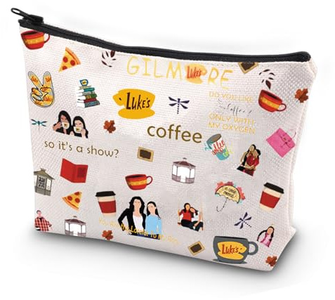 FEELMEM Gilmore TV Show Gift Gilmore Inspired Makeup Bag Lorelai Rory Gilmore Fan Gift Luke's Diner Coffee Inspired Gift