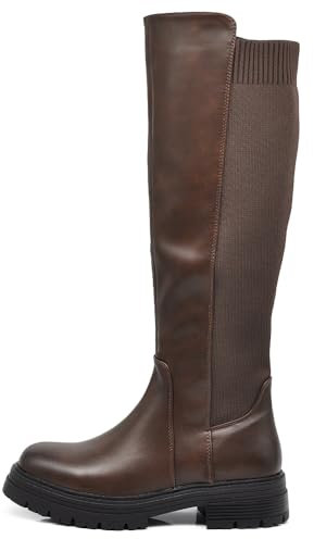 IF Fashion Stivali Scarpe da Donna Tessuto Stretch Polpaccio Elasticizzato G670 Brown N.37