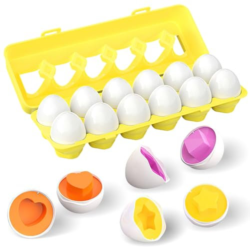Passende Eier Spielzeug 12PCS Eier Spielzeug Kinder Montessori Spielzeug Eier Matching Eggs Puzzle Motorik Eier Farben Und Formen Sortieren Von Feinmotorik Set Osterei für Kinder Kleinkinder