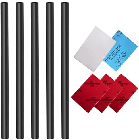 Adnee 10 Stück Ski- und Snowboard-Basis-Reparatur-Set – 5 Stück Ptex und Struktur-Schleifpapier und 3 Stück Schleifschwamm und Metallschaber zum Schutz von Ski und Snowboard