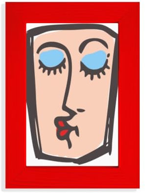 Kiss Face Sketch Emoticons Picture Display Art Red Photo Frame