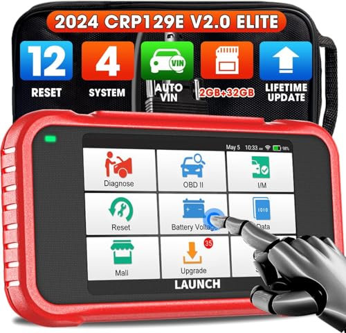 LAUNCH CRP129E V2.0 obd2 Diagnosegerät Auto,KFZ-tester für ABS SRS Motor Getriebe mit 12 reset:ABS-Entlüftung/TPMS/Öl/EPB/SAS/BMS/Adb.lue/Scheinwerfer/Drosselklappen-Reset,Einspritzdüsen-Codierung.FCA