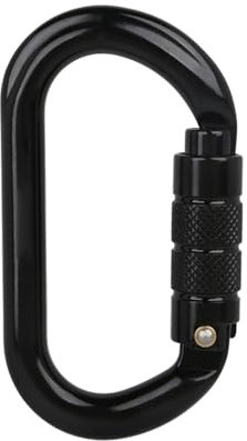 DryiC Klettern Karabiner Locking Karabiner Clip O-Förmige Selbstsichernde Karabinerhaken Für Seile,Schwarz