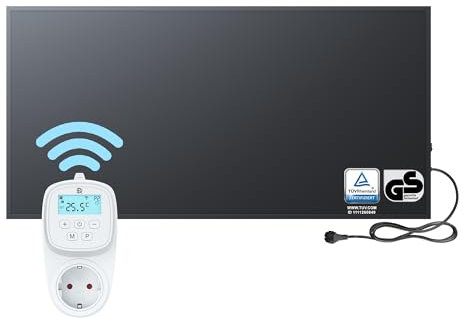 BR Bringer Infrarotheizung 1000 Watt - mit Smart Thermostat und App - Infrarot Elektroheizung Energiesparend - 5 Jahre Garantie, TÜV GS - Deutsche Qualitätsmarke (schwarz)