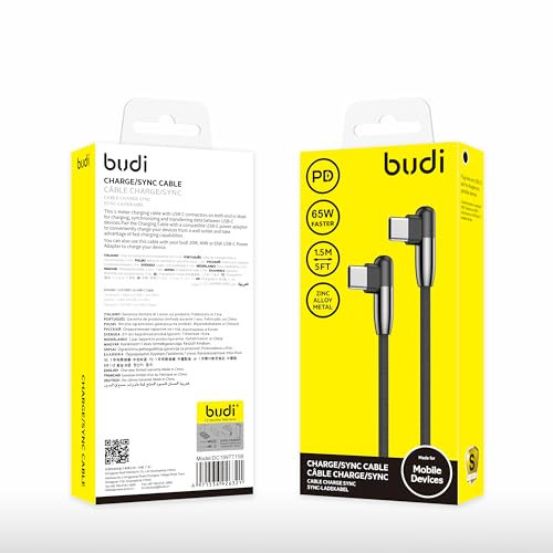 Budi PD 65 W gewickeltes Typ-C-auf-Typ-C-Kabel, 1,8 m Länge