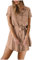 RKaixuni 2024 Damen-Jeanskleid, kurzärmelig, Knopfleiste, Jeanshemd, Minikleid mit Taschen, Arbeit, Business, Büro, modische Kleidung, khaki, Medium
