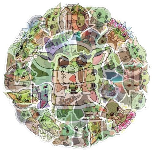 100 Stück Yooda Aufkleber Kinder, Wasserfeste Stickers, Anime Sticker Set, Cartoon Aufkleber für Skateboards, Helme, Water Bottle, Tablets, Schultaschen, Kühlschränke, Türen, Tischplatten