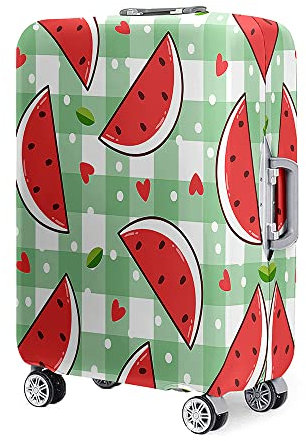 Mateju 18-32 Kofferschutzhülle Wassermelone 3D - Elastisch Kofferhülle Waschbar Koffer Schutzhülle aus Polyester Kofferschutz Koffer Hülle mit Reißverschluss S-XL (Grün kariert,M)