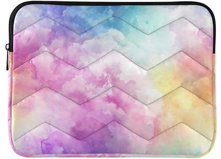 Laptop Sleeve Case 13-14 Inch Cute Laptop Cases Colorful Pastel Watercolor Rainbow Clouds Computer Carrying Bag for Work Travel