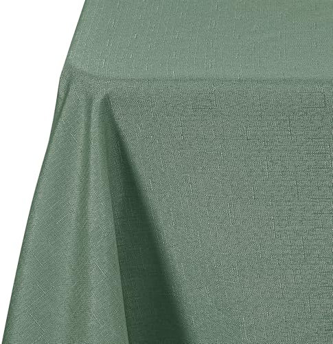 Deconovo Tischdecke Abwaschbar Gartentischdecke Wetterfest Outdoor Tischdecke Lotuseffekt Leinenoptik Wasserabweisende Tischdecken Tischwäsche für Esszimmer Küche, 140x240 cm, Dunkelgrün, 1 Stück