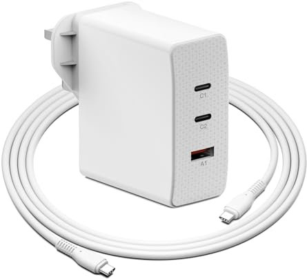 KFD 28V 5A140W USB C Super Fast Gan Charger for MacBook Pro MacBook Air 16 15 14 Inch 2024 2023 2022 M4 M3 M2 M1 iPad Pro USB C to USB C Cable Portable Wall Laptop USB-C Power Adapter 20V 5A 100W