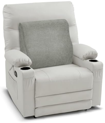 baibu Lumbar Support Pillow for Recliner Dual Layer Back Support Pillow with Memory Foam Ergonomic Orthopedic Couch Back Cushions for Lower Back Pain Relief Washable Cover- Grey