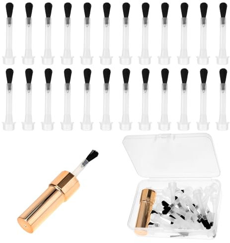 Molain Replacement Nail Polish Brush Kit Disposable Nail Art Brush Set With Handle Dip Powder Liquid Replacement Brushes Soft Bristles Nail Brushes Round Head Brushes with Box(25Pcs/Box)
