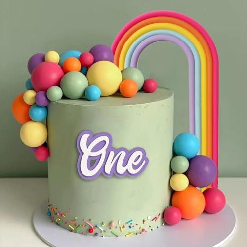 30 Stück Regenbogen Tortendeko, Regenbogen Ball Kuchen Toppers Regenbogen Kuchen Deko Kugeln Cupcake Toppers für Geburtstag Baby Shower Hochzeit Party (B)