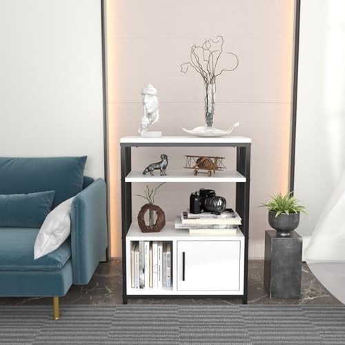 Stylish Bookshelf, White & Black, 60 x 80 x 29.6 cm | 100% Melamine Coated Particle Board, 18 mm Thick | Perfect for Modern Home & Office Decor