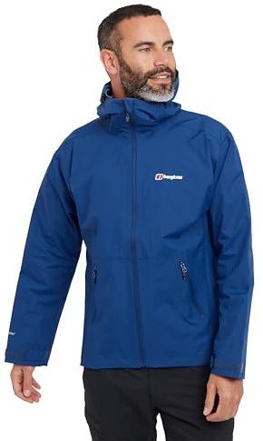 Berghaus Men’s Stormcloud Waterproof Jacket with Adjustable Hood and Drawcord Hem, Breathable, Lightweight & Durable Technical Raincoat (UK, Alpha, M, Regular, Regular, Blue)