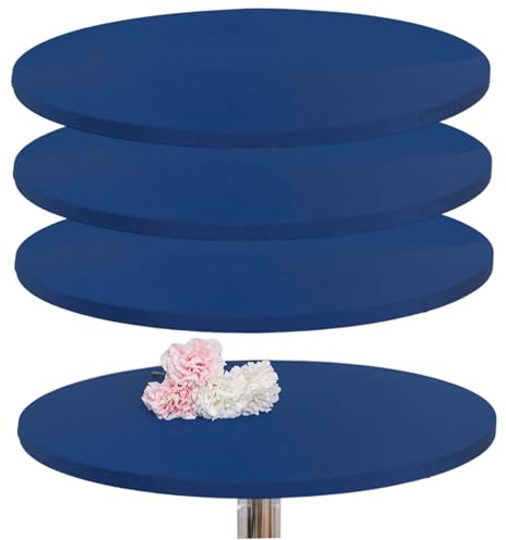 SunaOmni: 4-teiliges Set kleine runde Tischdecke, 61 cm, königsblau, elastische Kanten, Polyester, passend für runde Tische, Cocktailtische, Stehtische