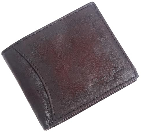 Hudson & James Genuine Leather RFID Blocking Wallet Men’s with Card Holder, banknote compartments, Coin Pocket, Minimalist Wallets for Men UK with Gift Box (Brown Crackle)